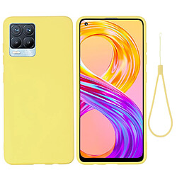 Coque en silicone Liquide de couleur unie avec sangle souple jaune pour votre Realme 8/8 Pro