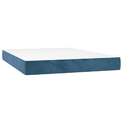 Maison Chic Lit Adulte - Lit simple Lit à sommier tapissier et matelas moelleux - Meuble de Chambre - Bleu foncé 140x200cm Velours -MN12528 pas cher