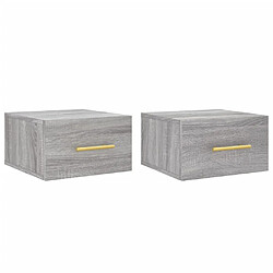 Maison Chic Lot de 2 Tables de Chevet murales - Tables de Nuit sonoma gris 35x35x20 cm