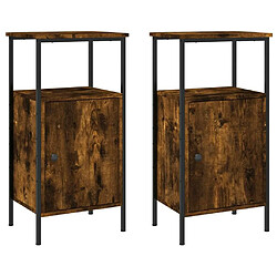 Maison Chic Lot de 2 Tables de chevet - Tables de Nuit chêne fumé 41x31x80 cm bois ingénierie