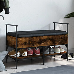 Maison Chic Banc à chaussures | Meuble de rangement à chaussures Meuble d'Entrée chêne fumé 85,5x42x57,5 cm bois d'ingénierie -MN32952