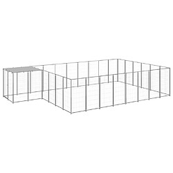 Helloshop26 Chenil extérieur cage enclos parc animaux chien argenté 15,73 m² acier 02_0000241