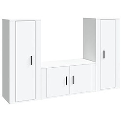 vidaXL Ensemble de meubles TV 3 pcs Blanc Bois d'ingénierie