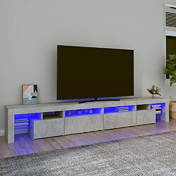 vidaXL Meuble TV avec lumières LED Gris béton 260x36,5x40 cm