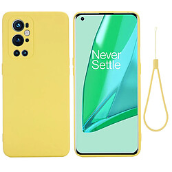 Coque en silicone souple avec sangle jaune pour votre OnePlus 9 Pro