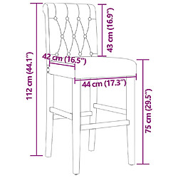 vidaXL Chaises de bar lot de 2 bois massif d'hévéa et tissu pas cher