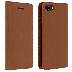 Avizar Etui Etui Clapet Portefeuille Cuir Marron iPhone SE 2022 / 2020 et 8 / 7