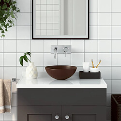 vidaXL Lavabo de salle de bain Céramique Marron Rond 