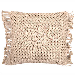 ICONIK INTERIOR Coussin de style boho Bali - Housse et Rembourrage inclus - Sefira Crème