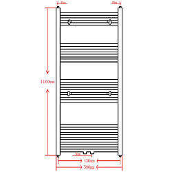 vidaXL Sèche-serviettes eau chaude à rails incurvés gris 500 x 1160 mm pas cher