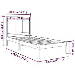 Maison Chic Lit Moderne Chambre - Cadre/structure de lit pour adulte Blanc Bois de pin massif 75x190 cm Petit simple -MN62470 pas cher