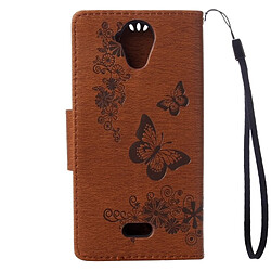 Avis Wewoo Coque marron Wiko U Feel Lite Étui en cuir à rabat avec motif fleurs et papillon avec boucle magnétique Titulaire & Slots de cartes Portefeuille