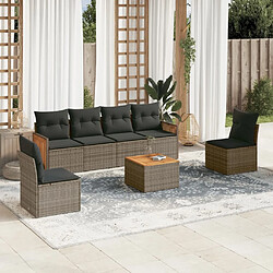 Maison Chic Salon de jardin avec coussins 7 pcs | Ensemble de Table et chaises | Mobilier d'Extérieur gris résine tressée -GKD29598