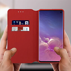 Avis Avizar Housse Samsung Galaxy S10 Étui Folio Porte-carte Fonction Stand - Rouge