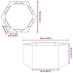 vidaXL Jardinière noir hexagone 104x90x45 cm acier pas cher