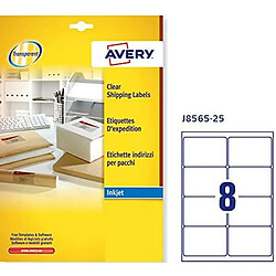 Adhésifs/étiquettes Avery Quickpeel 99,1 x 67,7 mm Transparent 25 Volets