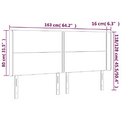 Acheter vidaXL Tête de lit avec oreilles Marron foncé 163x16x118/128 cm Tissu