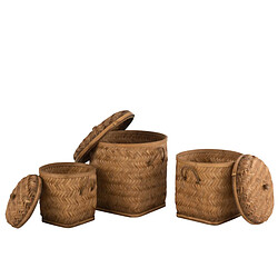 Dansmamaison Set De 3 Paniers De Rangement En Bambou Naturel