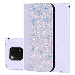 Wewoo Etui à rabat horizontal en cuir texturé avec texture paillettée et crocodile pour Huawei Mate 20 Pro, avec emplacements pour cartes et support (blanc)