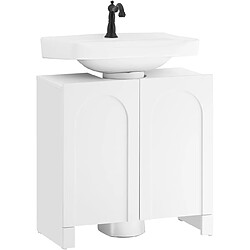 SoBuy Meuble sous-Lavabo, Meuble sous-Vasque à 2 étages réglable et 2 Portes, Meuble de Rangement de Salle de Bain, Placard de Rangement, L60 x P30 x H62 cm, Blanc, BZR164-W