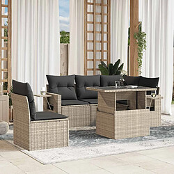 vidaXL Salon de jardin 6 pcs avec coussins gris clair résine tressée