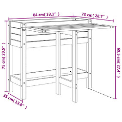 vidaXL Jardinière avec dessus de table pliable bois de pin massif pas cher