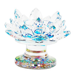 cristal verre lotus fleur thé lumière bougeoir cadeau bleu