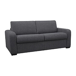 Vente-Unique Canapé 3 places convertible express en tissu gris anthracite - Couchage 140 cm - Matelas 18 cm - BEVIS