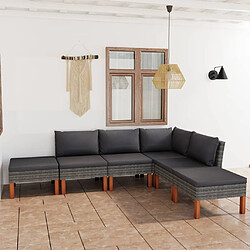 Maison Chic Salon de jardin 6 pcs + coussins - Mobilier/Meubles de jardin - Table et chaises d'extérieur Résine tressée Gris -MN37912