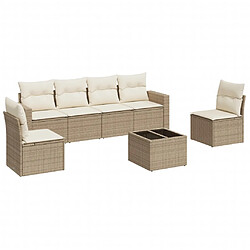 vidaXL Salon de jardin avec coussins 7 pcs beige résine tressée