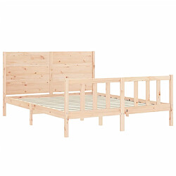 Acheter Vidaxl Cadre de lit avec tête de lit 160x200 cm bois massif