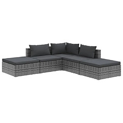 Maison Chic Salon de jardin 5 pcs + coussins - Mobilier/Meubles de jardin - Table et chaises d'extérieur Résine tressée Gris -MN33872