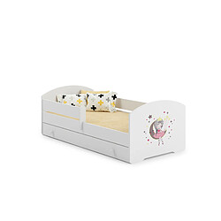 HT MEUBLES Lit enfant fille LOU avec tiroir balustrade et matelas inclus