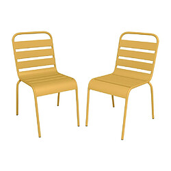 Vente-Unique Lot de 2 chaises de jardin empilables en métal - Jaune moutarde - MIRMANDE de MYLIA