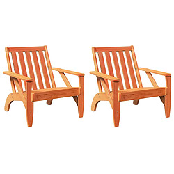 vidaXL Chaises de jardin adirondack lot de 2 cire marron 75x77x77 cm