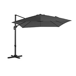 Helloshop26 Parasol décentré de jardin 3 x 3 m ombrelle de terrasse toile carrée protection solaire upf 50+ rotatif 360° inclinaison réglable avec manivelle et socle gris 12_0001800