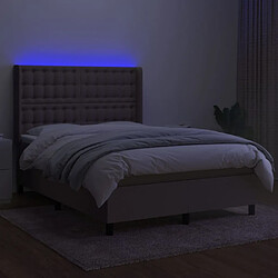 Avis Maison Chic Lit adulte- Lit + matelas + LED,Sommier à lattes de lit matelas et LED Taupe 140x200 cm Tissu -GKD99524