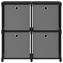 vidaXL Étagère à 4 cubes avec boîtes Noir 69x30x72,5 cm Tissu