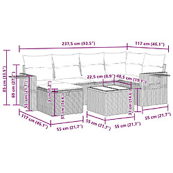 Acheter vidaXL Salon de jardin avec coussins 7 pcs gris clair résine tressée