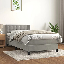 Maison Chic Lit adulte- Lit + matelas,Sommier à lattes de lit et matelas Gris clair 100x200cm Velours -GKD52911