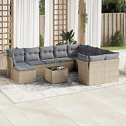 Maison Chic Salon de jardin 11 pcs avec coussins | Ensemble de Table et chaises | Mobilier d'Extérieur beige résine tressée -GKD60972