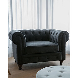 Beliani Fauteuil CHESTERFIELD Tissu Gris graphite