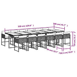 vidaXL Ensemble à manger de jardin et coussins 13 pcs gris clair rotin pas cher