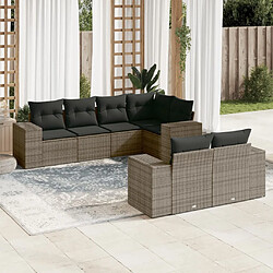 Maison Chic Salon de jardin avec coussins 7 pcs | Ensemble de Table et chaises | Mobilier d'Extérieur gris résine tressée -GKD21108