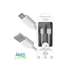 Jaym Câble USB vers Micro-USB 2.4A - 1,5 mètres - Collection POP - Blanc