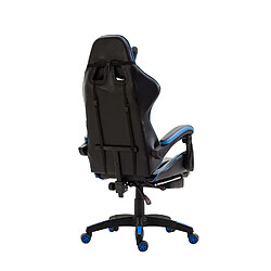 Acheter Decoshop26 Fauteuil de bureau repose-pieds télescopique design sportif gamer en PVC noir / bleu et plastique 10_0002507