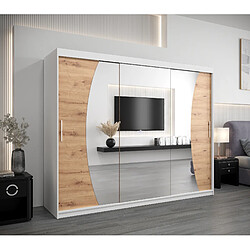 Abiks Meble Armoire Wave à portes coulissantes 200/250/62 3 portes (blanc/artisan)