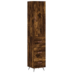 vidaXL Buffet haut Chêne fumé 34,5x34x180 cm Bois d'ingénierie