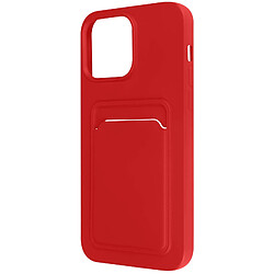 Avizar Coque iPhone 14 Pro Max Silicone Souple Porte-carte rouge