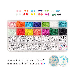 Perles Kit pour Bracelet, 5600 pièces 3mm Verre Rocailles et 700 pièces Lettre Perles avec 2 Rouleaux de Cordon pour Bracelets Colliers et Porte-clés